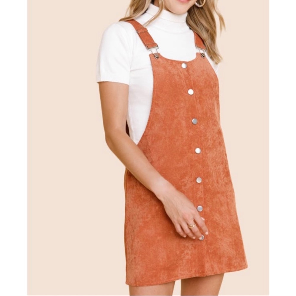 NWT Francesca’s Blue Rain “Sia” Overalls Rust Size Medium